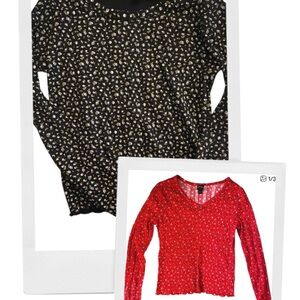 art class bundle of Black and Red Floral Long Sleeve Tees